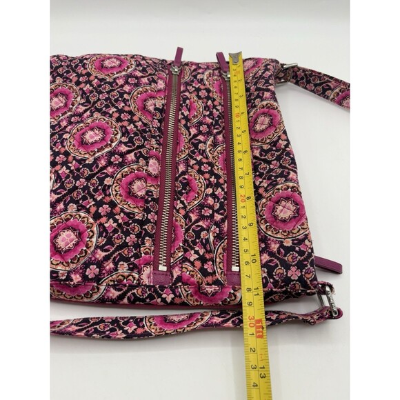 Vera Bradley Iconic Triple Zip Hipster Crossbody Bag Purse Raspberry Medallion - Picture 14 of 16